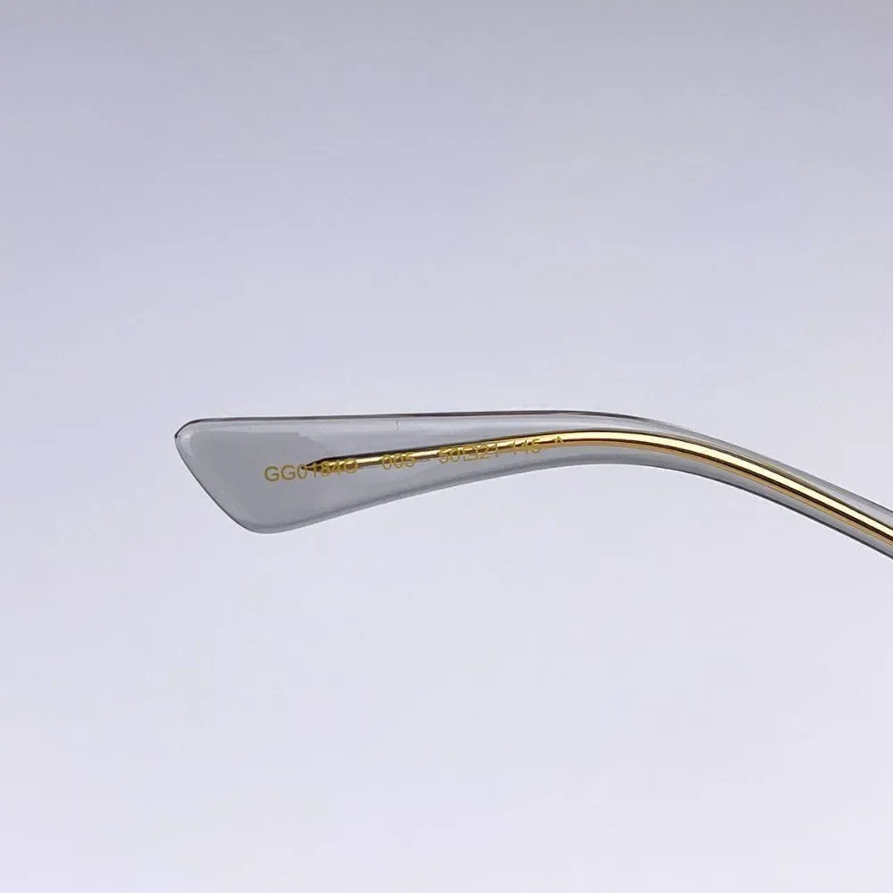 NEW Gucci GG0184O 005 Unisex Square Gray Clear Gold Eyeglasses